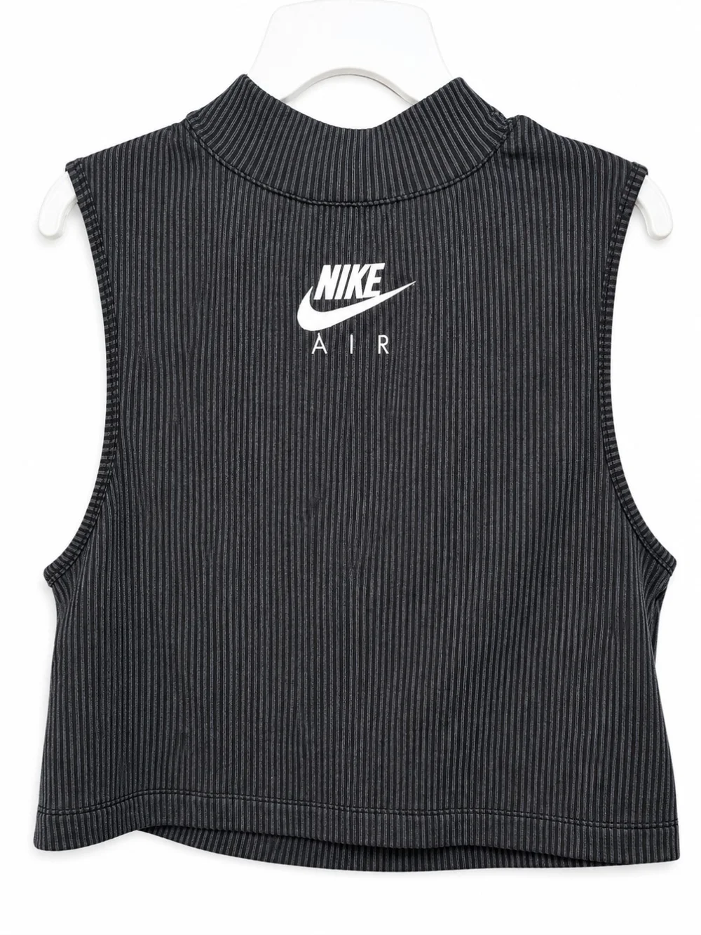 Nike Charcoal Ribbed Mock Neck Cropped Tank Top - Black/Gray